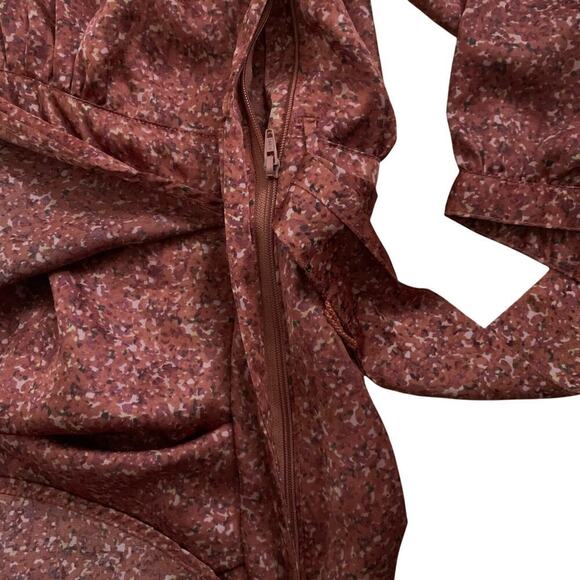 DVF-Inspired Brown Dusty Rose Print 3/4 Sleeve Belted Wrap Dress Size 2 - Picture 5 of 8